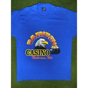 90s Rainbow Casino - Nekoosa, Wisconsin - Vintage Gambling T-Shirt (Large)